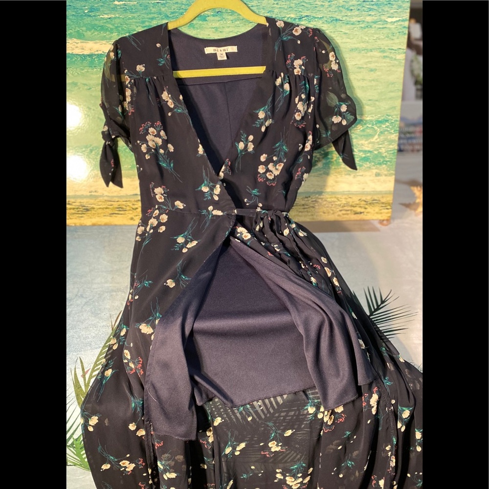 Long Ruffle bottom Wrap Dress - Picture 6 of 8